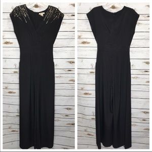 💋Arden B Black Sequin Detail Wide Leg Romper Size S